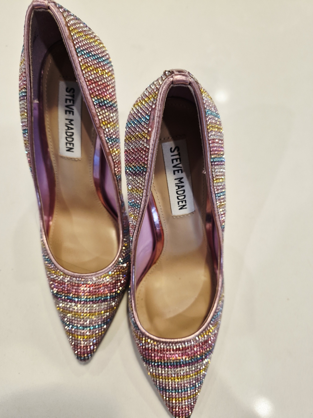 Steve Madden Multicolor Crystal Pointed Toe Pumps - Pink Multicolor Size 6